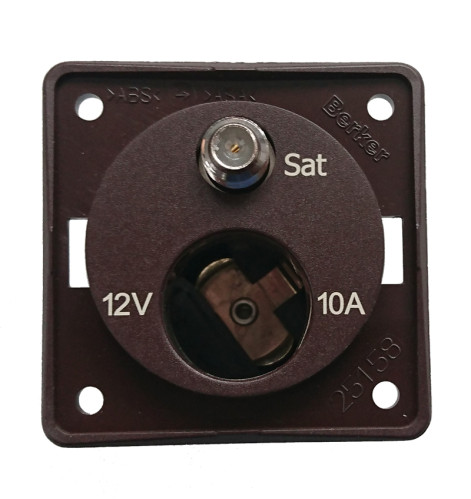 Zásuvka 12 V + SAT hnědá