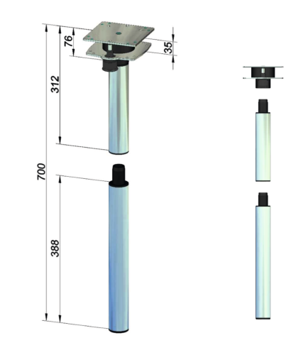 Opěrná noha stolu Ilse Technik 3 dílná