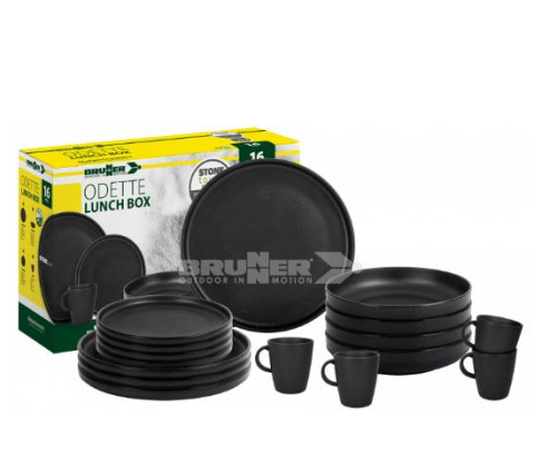 Sada nádobí ODETTE DOUBLE BLACK 16ks