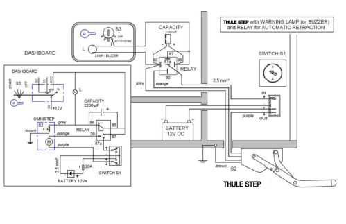 Relé pro schůdky Thule 12V