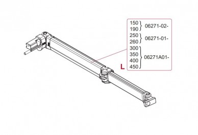 Levé rameno pro F45S 300-450, výsuv 250 cm